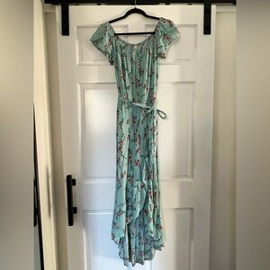 Xhilaration Mint Green Floral Maxi Dress